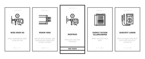 outil d'installation électrique onboarding icons set vector