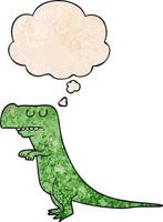 dinosaure de dessin animé et bulle de pensée dans le style de motif de texture grunge vecteur