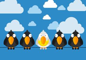 Free Birds Sitting on On Wire Vector