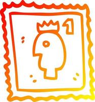timbre de dessin animé de dessin de ligne de gradient chaud avec tête royale vecteur