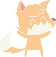 renard amical de dessin animé de style plat couleur vecteur