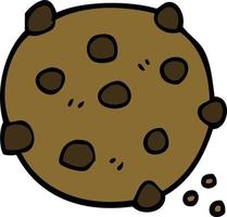 dessin animé doodle biscuit aux pépites de chocolat vecteur
