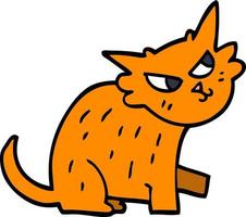 dessin animé doodle chat roux vecteur