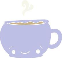 tasse de café chaude de dessin animé de style plat couleur vecteur