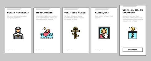 christianisme religion église onboarding icons set vector