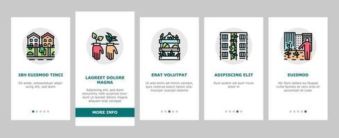 jardinage urbain eco onboarding icons set vector