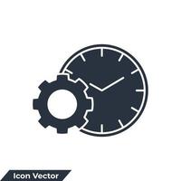 illustration vectorielle du logo de l'icône de gestion du temps. modèle de symbole d'horloge et d'engrenage pour la collection de conception graphique et web vecteur