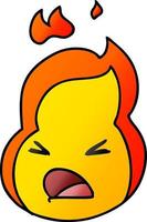 flamme de feu mignon kawaii dessin animé dégradé vecteur