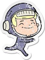 autocollant en détresse d'un astronaute de dessin animé heureux vecteur