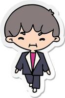 Sticker cartoon kawaii cute businessman in suit vecteur