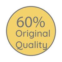 Illustration d'art vectoriel d'étiquette de signe circulaire de qualité originale de 60% avec une police fantastique et un fond jaune