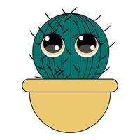 cactus kawaii. cactus de dessin animé. dessin animé succulent avec grimace vecteur