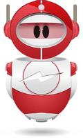 robot rouge de dessin animé avec signe de foudre sur la poitrine