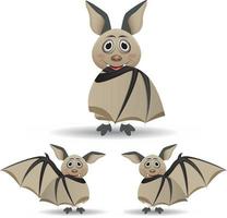 ensemble de chauve-souris de dessin animé différentes poses isolées vecteur