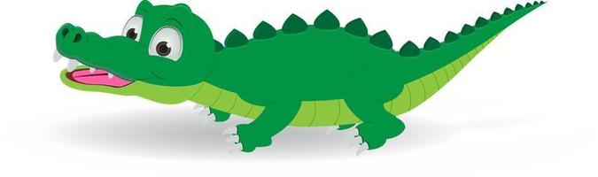 dessin animé souriant crocodile sur fond blanc vecteur