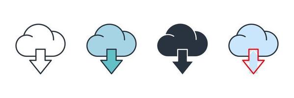 télécharger l'illustration vectorielle du logo de l'icône. modèle de symbole de téléchargement de nuage pour la collection de conception graphique et web vecteur