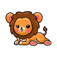 dessin animé mignon petit lion allongé vecteur