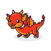 dessin animé mignon petit dragon rouge vecteur