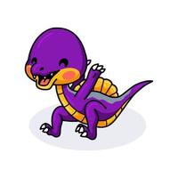 dessin animé mignon petit dinosaure violet vecteur