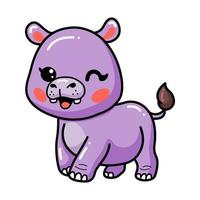 dessin animé mignon bébé hippopotame heureux vecteur