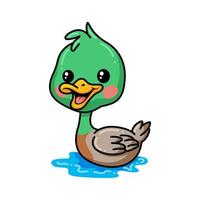 mignon petit dessin animé de canard nageant vecteur