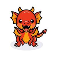 dessin animé mignon petit dragon rouge vecteur