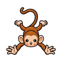 dessin animé mignon bébé singe posant vecteur