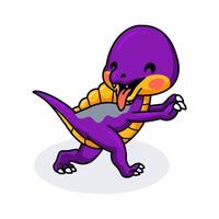 dessin animé mignon petit dinosaure violet vecteur