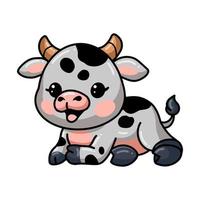 mignon, bébé, vache, dessin animé, fixer vecteur