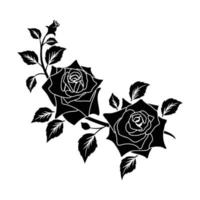 silhouette noir motif rose vecteur