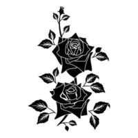 silhouette noir motif rose vecteur