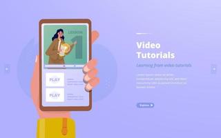 apprentissage en ligne avec concept de didacticiel vidéo vecteur