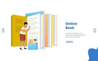 design plat lire le concept de livre en ligne vecteur