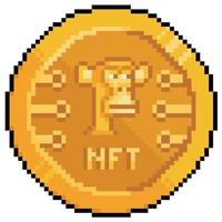 pixel art coin nft singe icône vectorielle pour jeu 8 bits sur fond blanc vecteur