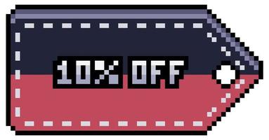 réduction de pixel art et étiquette de vente 10 pour cent de réduction sur l'article de jeu black friday 8bit sur fond blanc vecteur