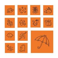 attributs d'automne doodle clipart vecteur