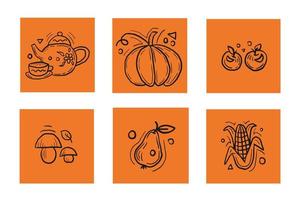 clipart de doodle de nourriture saine d'automne vecteur