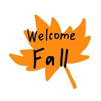 bienvenue lettrage d'automne avec illustration vectorielle feuille d'oranger vecteur