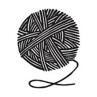 dessin vectoriel dans le style de doodle. une pelote de laine pour tricoter et crocheter. dessin graphique noir et blanc, symbole de l'artisanat, passe-temps, vie domestique