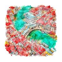 venise italie croquis aquarelle illustration dessinée à la main vecteur