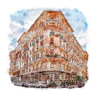 naples campanie italie croquis aquarelle illustration dessinée à la main vecteur