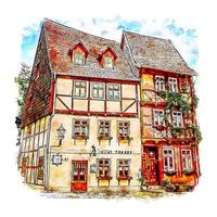 quedlinburg allemagne croquis aquarelle illustration dessinée à la main vecteur