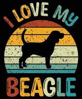 beagle drôle vintage rétro coucher de soleil silhouette cadeaux amoureux des chiens propriétaire de chien essentiel t-shirt vecteur