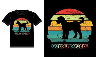 drôle goldendoodle vintage rétro coucher de soleil silhouette cadeaux amoureux des chiens propriétaire de chien essentiel t-shirt vecteur