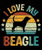 beagle drôle vintage rétro coucher de soleil silhouette cadeaux amoureux des chiens propriétaire de chien essentiel t-shirt vecteur