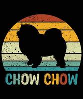 drôle chow chow vintage rétro coucher de soleil silhouette cadeaux amoureux des chiens propriétaire de chien essentiel t-shirt vecteur