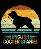 drôle anglais cocker spaniel vintage rétro coucher de soleil silhouette cadeaux amoureux des chiens propriétaire de chien essentiel t-shirt vecteur