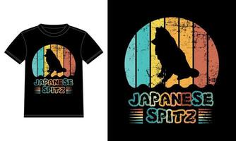 spitz japonais drôle vintage rétro coucher de soleil silhouette cadeaux amoureux des chiens propriétaire de chien essentiel t-shirt vecteur