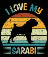 drôle sarabi vintage rétro coucher de soleil silhouette cadeaux amoureux des chiens propriétaire de chien essentiel t-shirt vecteur