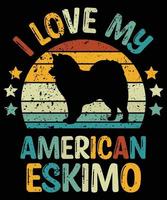 drôle américain esquimau vintage rétro coucher de soleil silhouette cadeaux amoureux des chiens propriétaire de chien essentiel t-shirt vecteur